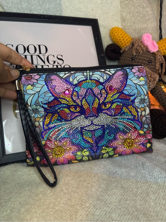 Handbags - Colorful Beaded Cat Wristlet Clutch - Multicolor